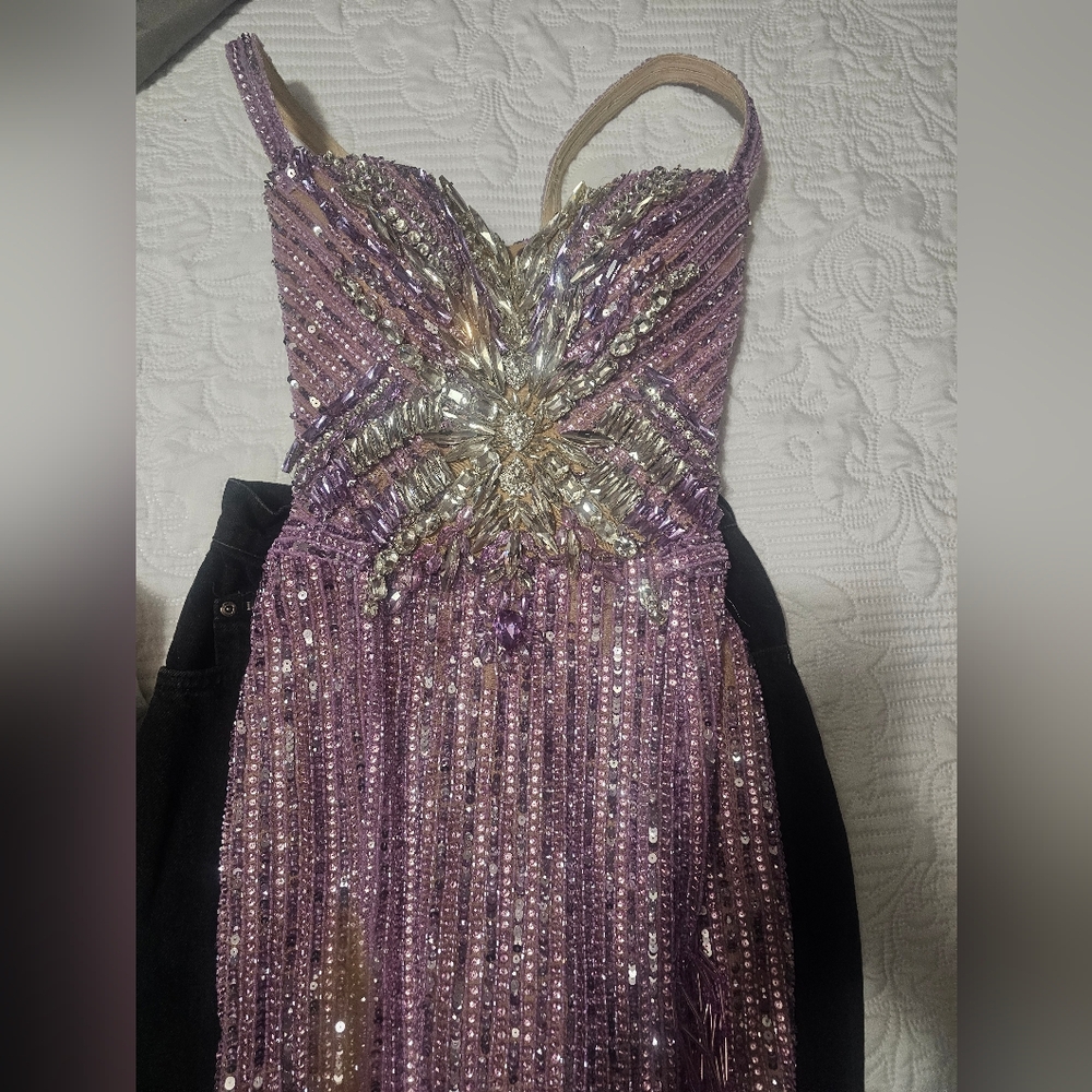 Lavender Sequin Embellished Prom Gown Albina Dyla - Picture 3 of 6